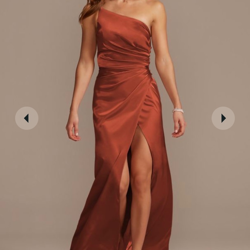 Charmeuse draped one-shoulder bridesmaid dress - David’s Bridal